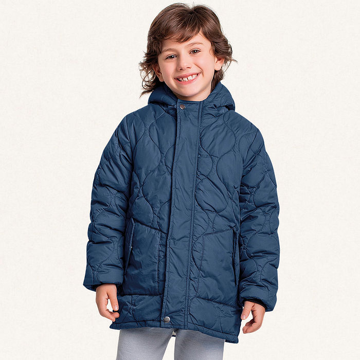 Jaqueta puffer com capuz forrado com pelo