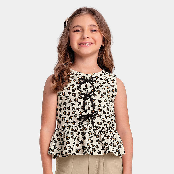 Regata em malha florence animal print com laços