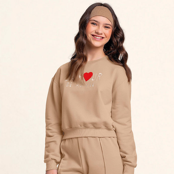 Conjunto blusão e calça lamour em moletom