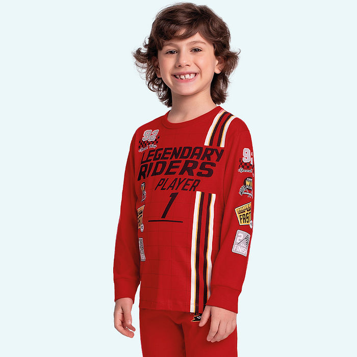 Conjunto pijama camiseta manga longa e calça uniforme de corrida