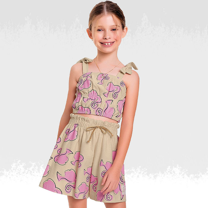 Conjunto regata e short em malha florence barbie