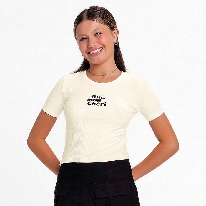 Blusa em ribana 5x3 oui mon chéri