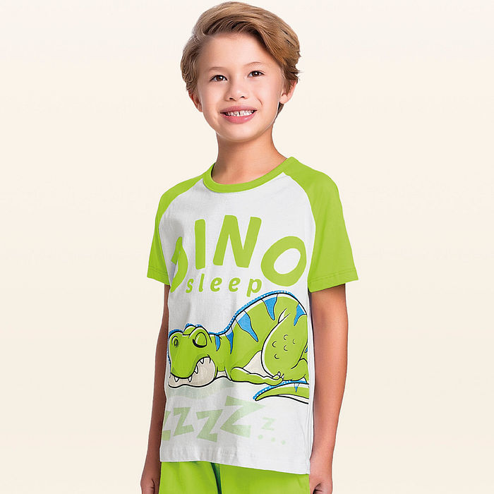 Conjunto pijama camiseta e bermuda dino