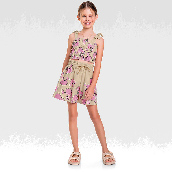 Conjunto regata e short em malha florence barbie