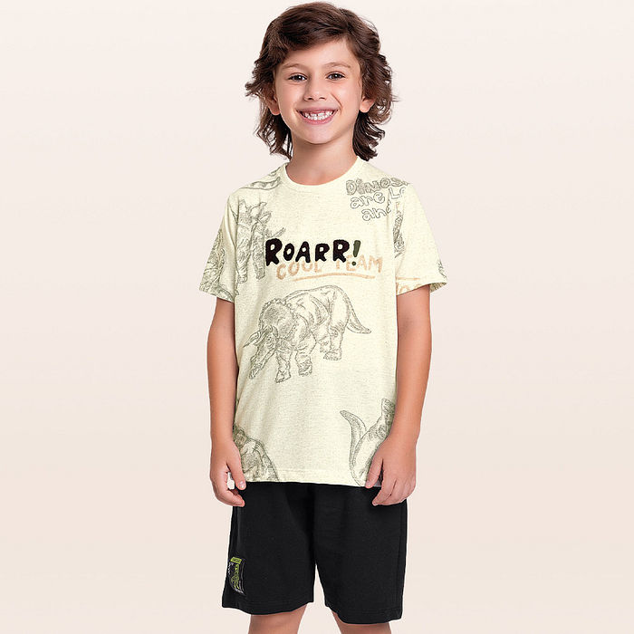 Conjunto camiseta e bermuda dinossauro