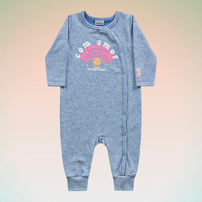 Macacão manga longa em molecotton linho