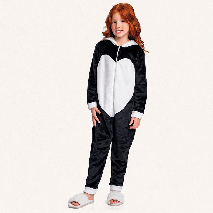 Kigurumi panda em tecido fleece