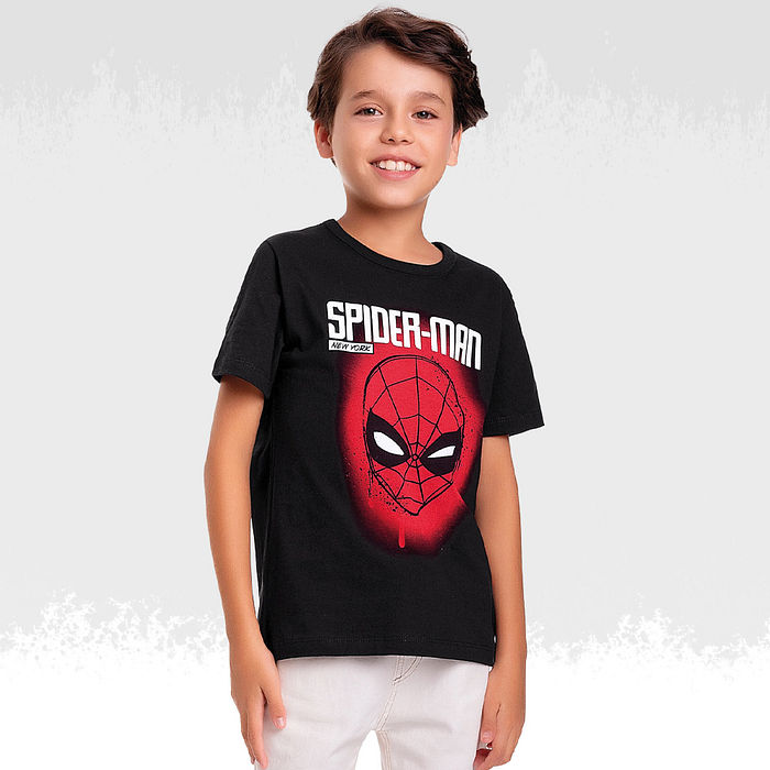Camiseta em meia malha homem-aranha