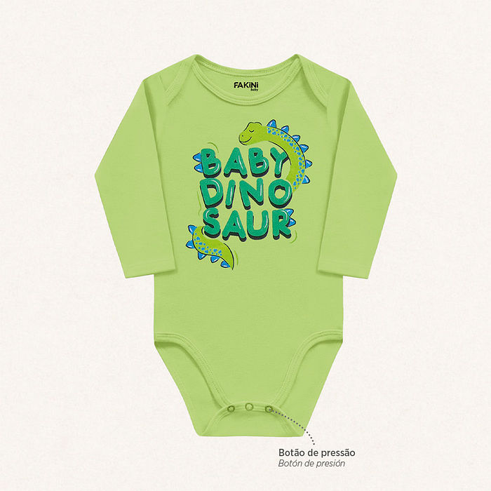 Body manga longa em suedine baby dino