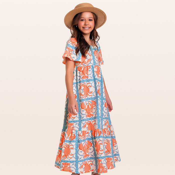 Vestido longo lagosta