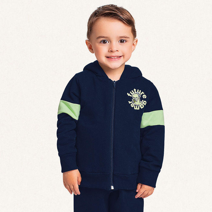 Conjunto jaqueta com capuz e calça em moletom future