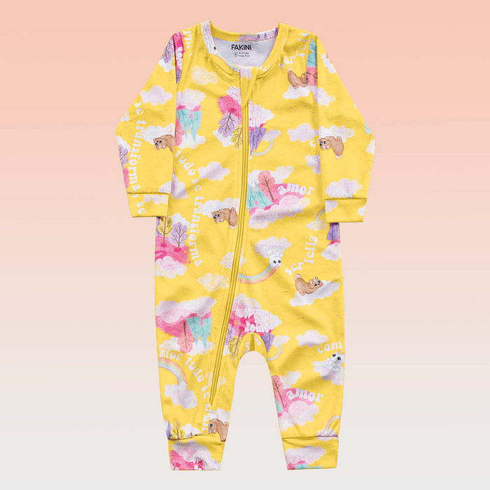 Macacão manga longa em plush poly