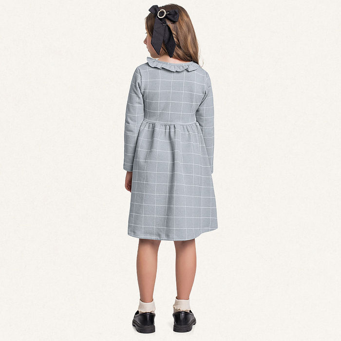 Vestido em molecotton molinê manga longa xadrez