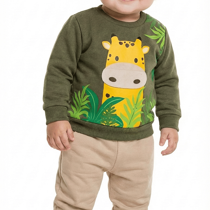 Conjunto blusão em moletom molinê e calça em moletom