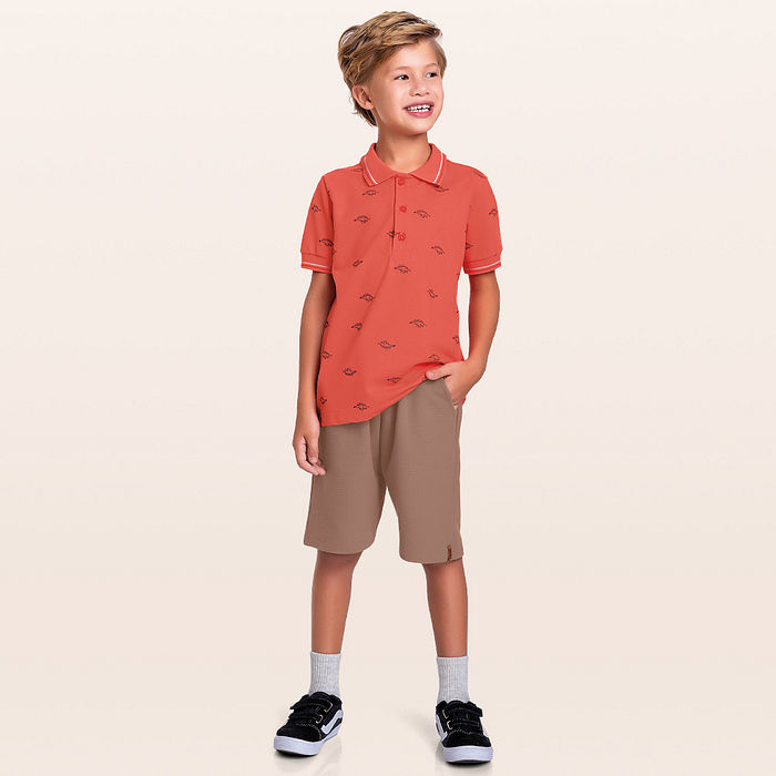 Bermuda em moletinho com cadarço e bolso