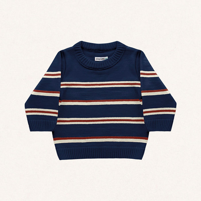 Casaco fechado listras em tricot