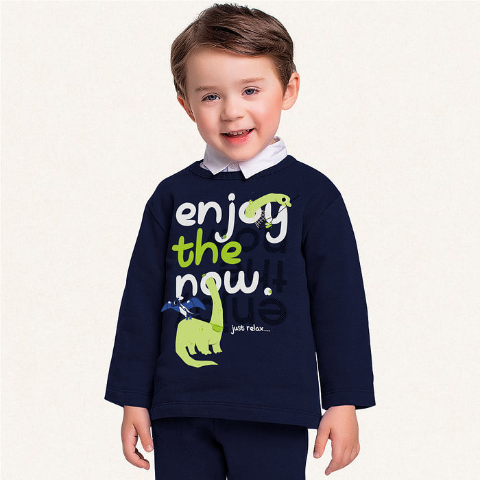 Conjunto blusão e calça em moletom dinos