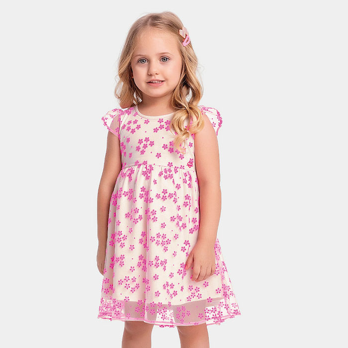 Vestido em tule flocking