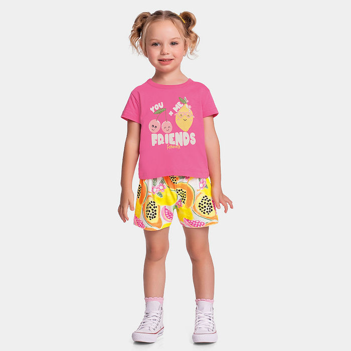Conjunto blusa e short de frutas