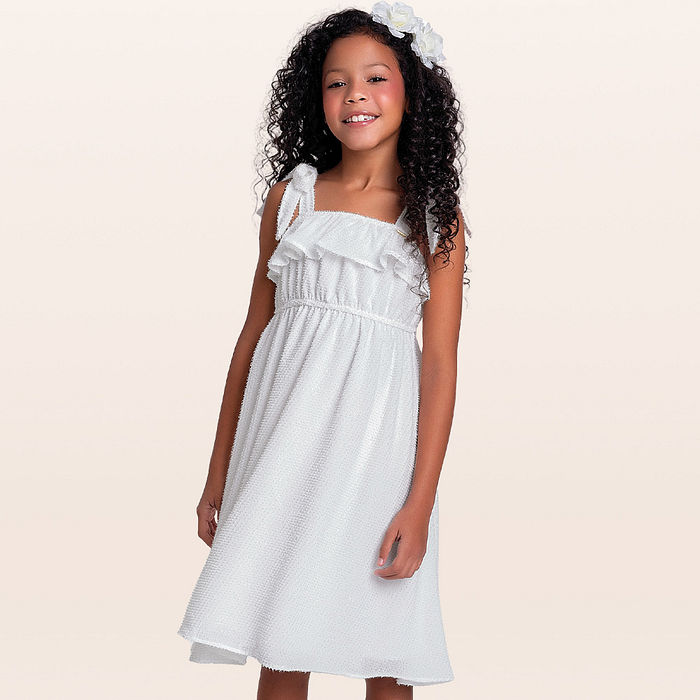 Vestido alça em tecido de brilho com forro