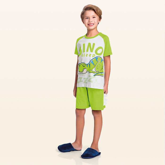 Conjunto pijama camiseta e bermuda dino