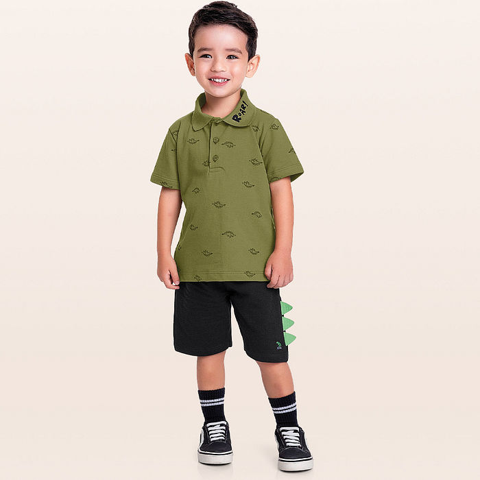 Camisa polo em meia malha piquet dino