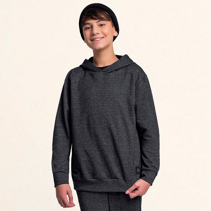 Conjunto blusão com capuz e calça em moletom molinê street