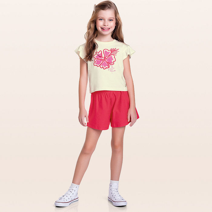 Conjunto blusa e short flor