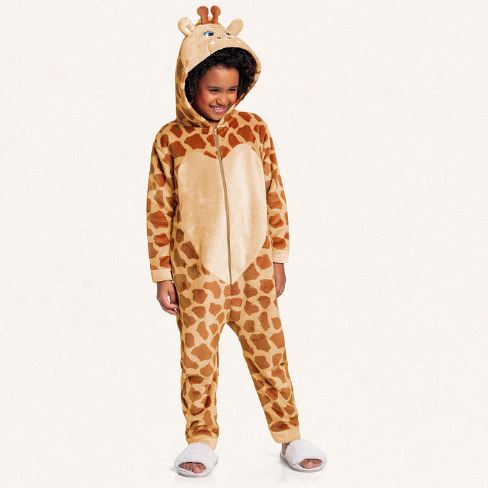 Kigurumi girafa em tecido fleece