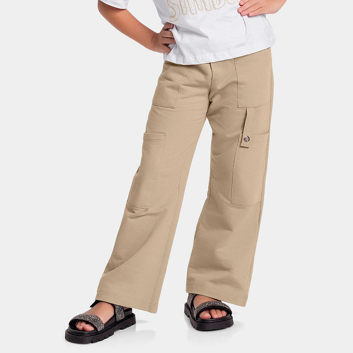 Calça wide leg em moletinho com martingale