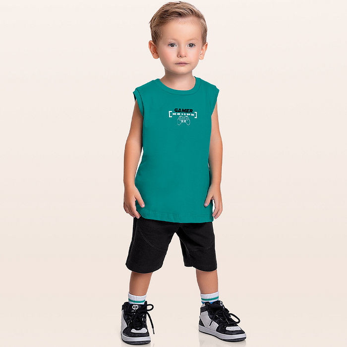 Conjunto regata e bermuda gamer