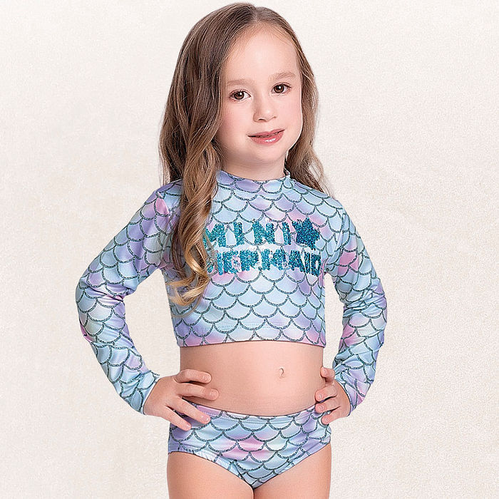 Conjunto blusa manga longa e calcinha praia sereia