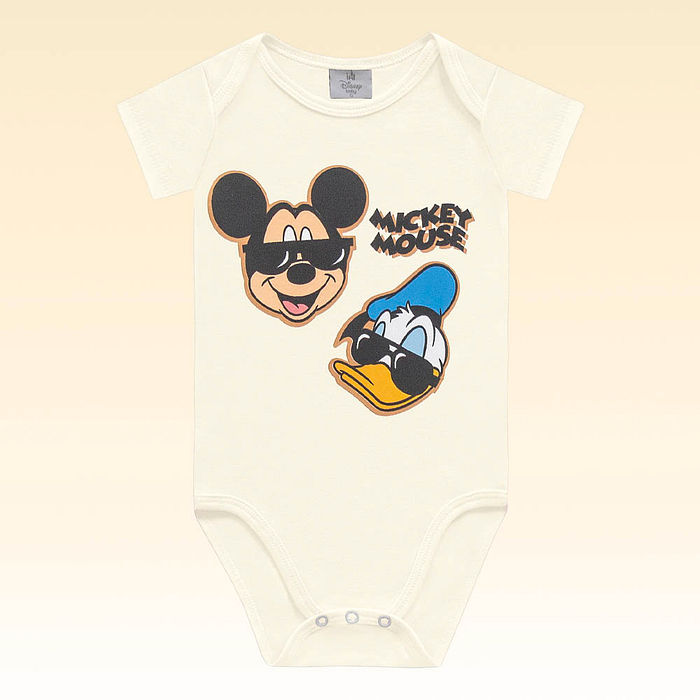 Body manga curta em suedine mickey