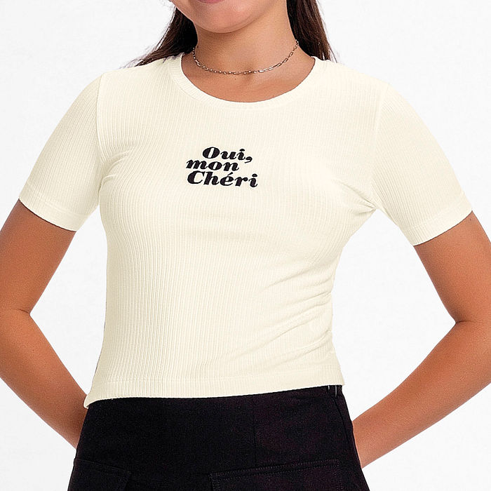 Blusa em ribana 5x3 oui mon chéri
