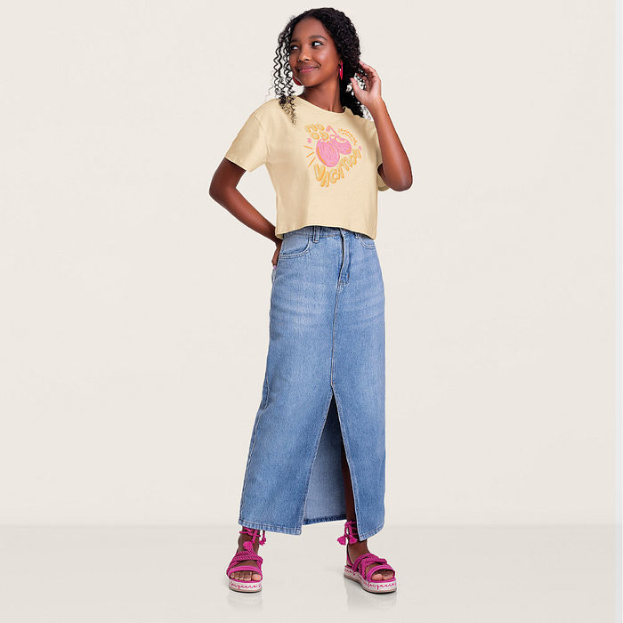 Blusa cocos em meia malha tropical