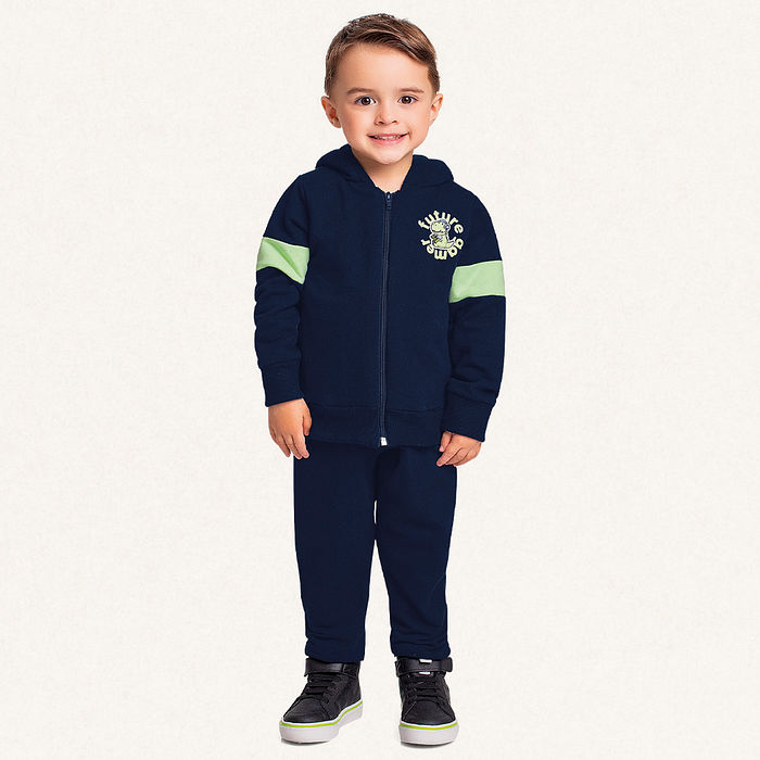 Conjunto jaqueta com capuz e calça em moletom future