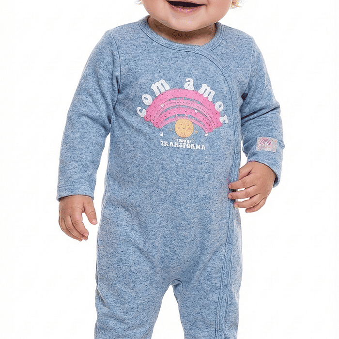 Macacão manga longa em molecotton linho