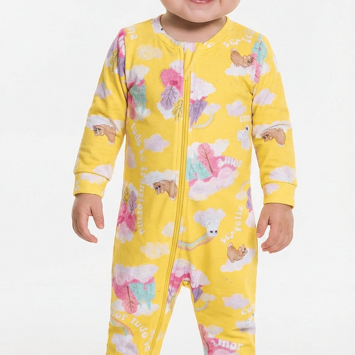 Macacão manga longa em plush poly