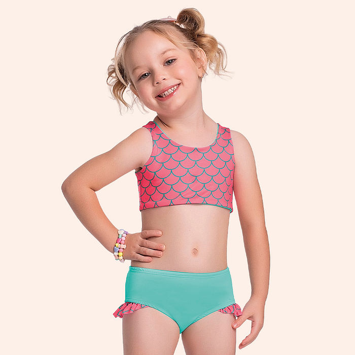 Conjunto biquíni top dupla face sublimado e calcinha com forro em cotton poliéster