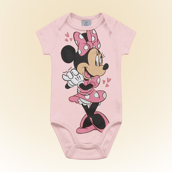 Body manga curta em suedine Minnie