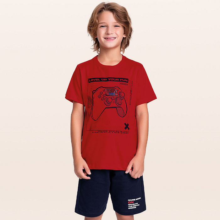 Conjunto camiseta e bermuda video game