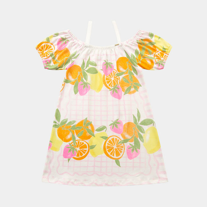 Vestido com elástico de frutas