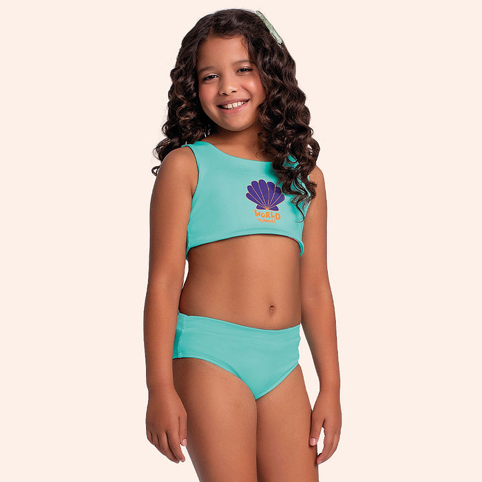 Conjunto biquíni top dupla face sublimado e calcinha com forro em cotton poliéster