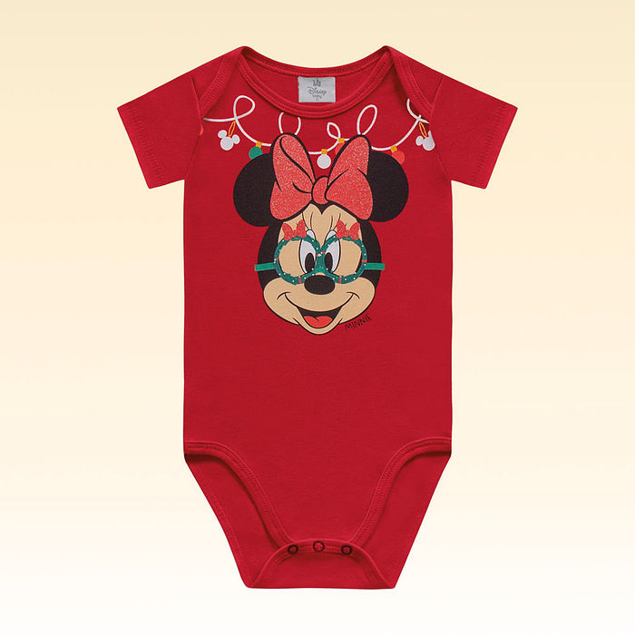 Body manga curta em meia malha Minnie