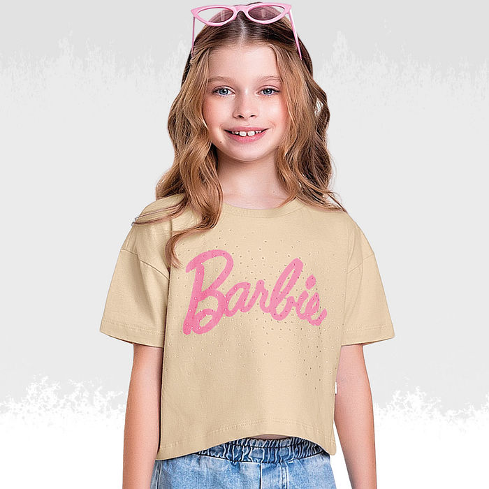 Blusa em meia malha barbie com strass