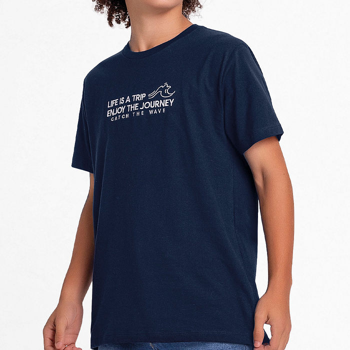 Camiseta em meia malha enjoy the journey
