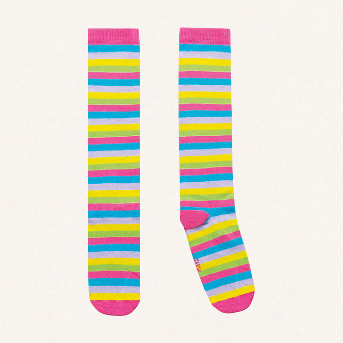 Meia 3/4 listras coloridas