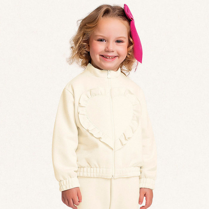 Conjunto jaqueta e calça em moletom lurex com babados