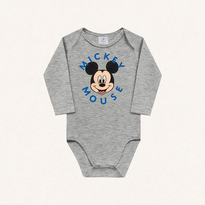 Body manga longa em suedine Mickey Mouse