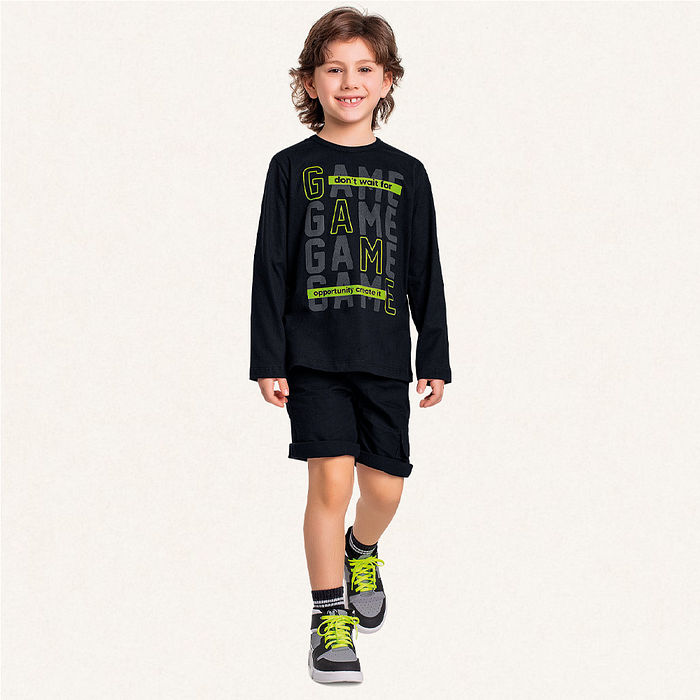 Camiseta manga longa em meia malha game